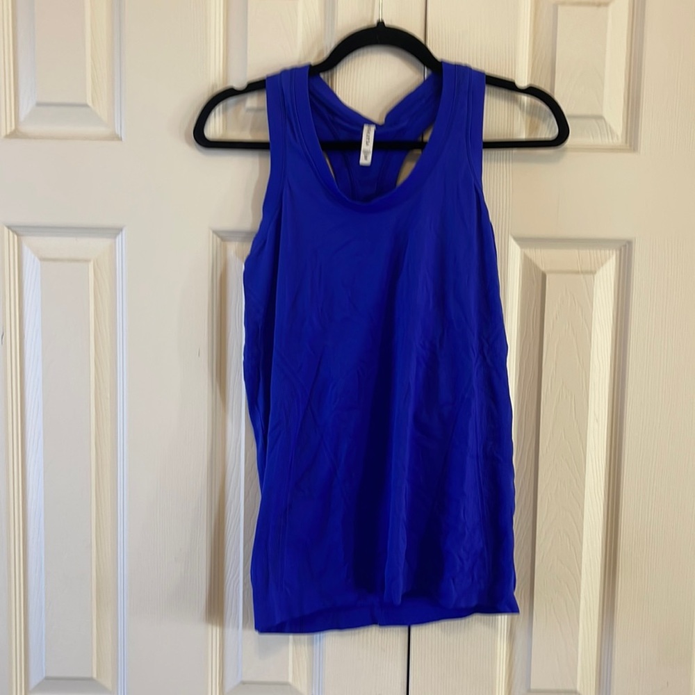 Blue athletic tank top
